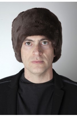 Dark brown rex fur hat - Unisex